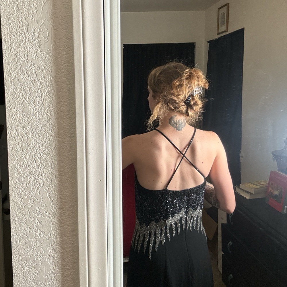 Black and Silver Hand Beaded Dress - Picture 2 of 6